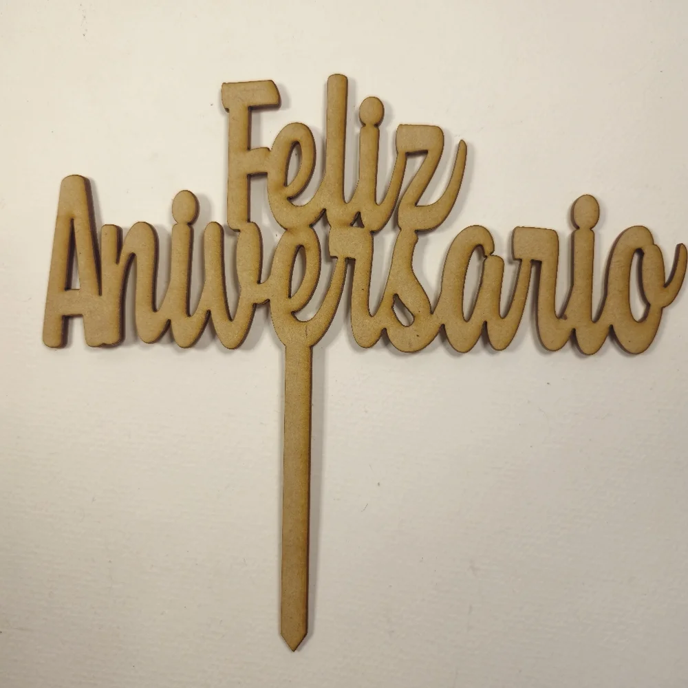 Wooden 'Feliz Aniversario' Cake Topper. Happy Anniversary Cake Topper.